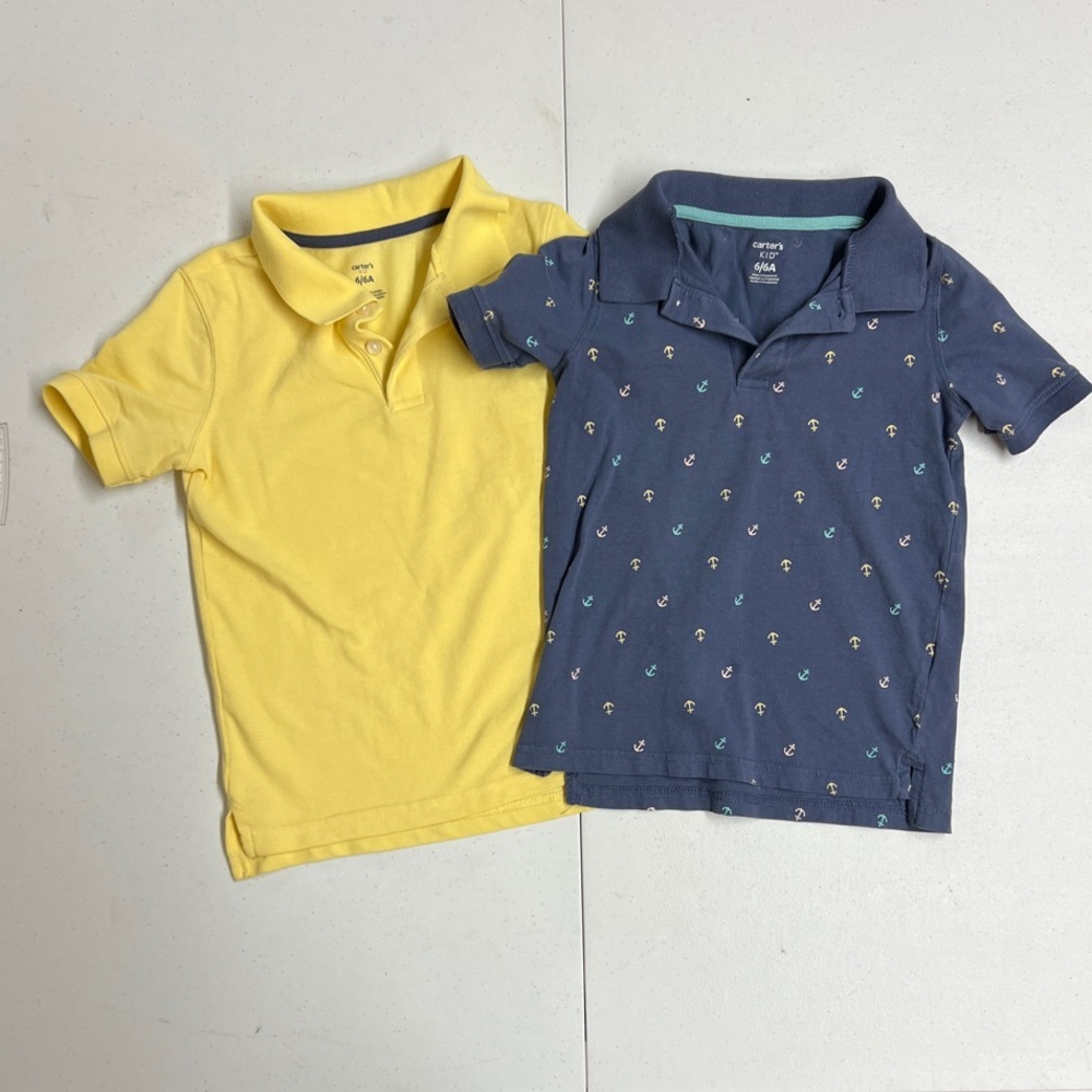Carter’'s Polo Shirt Set - Solid Yellow and Blue with Anchors
